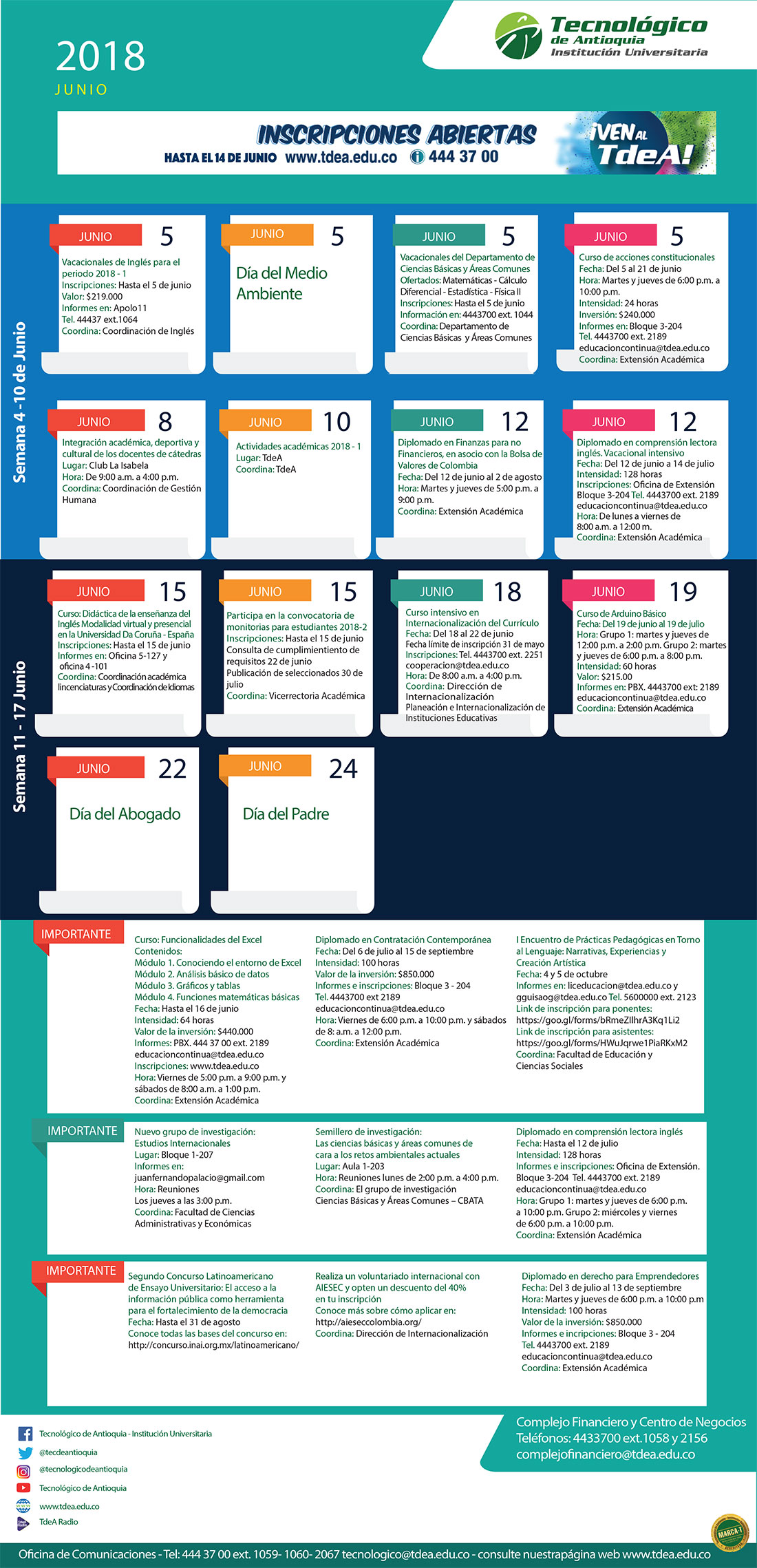 - AGENDA - Junio - 4 - 10 - 2018
