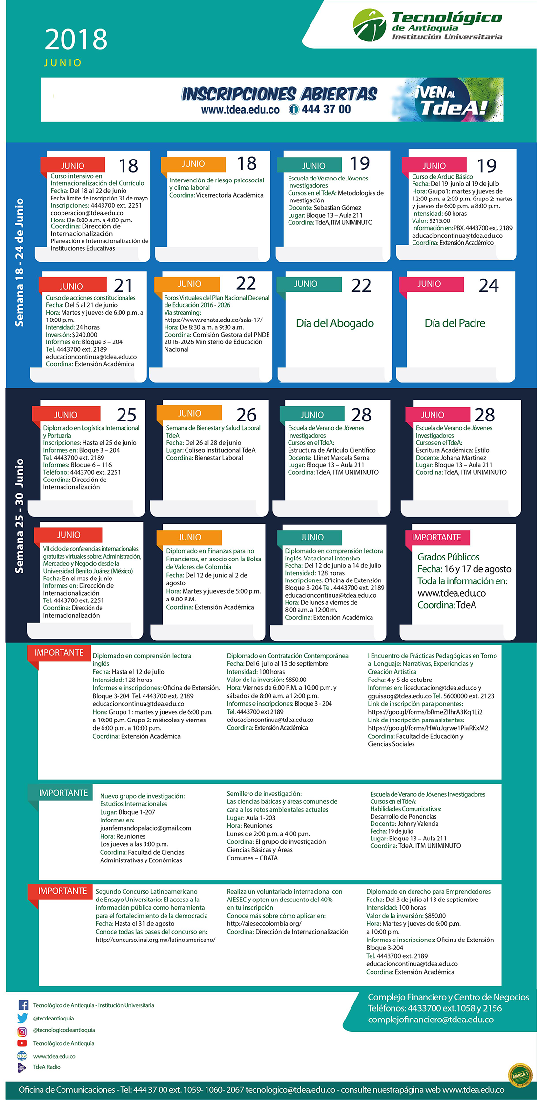 - AGENDA - Junio - 18 - 24 - 2018
