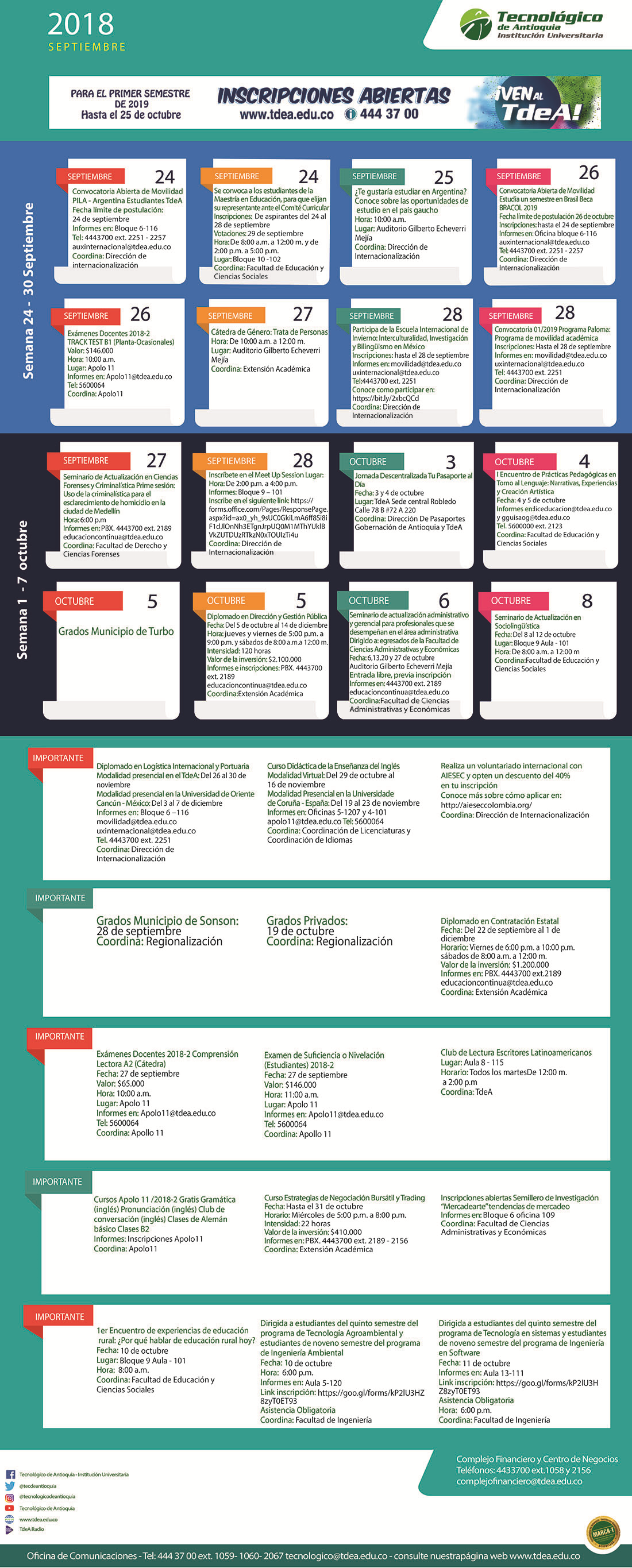 - AGENDA - Septiembre - 24 - 30 - 2018