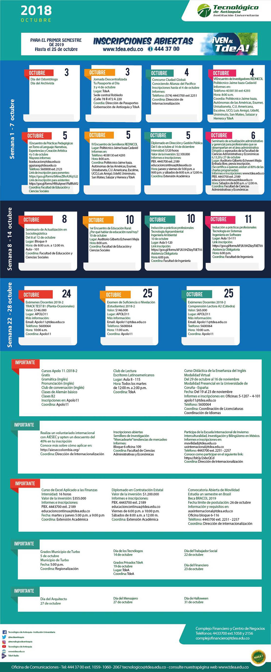 - AGENDA - Octubre - 01 - 07 - 2018
