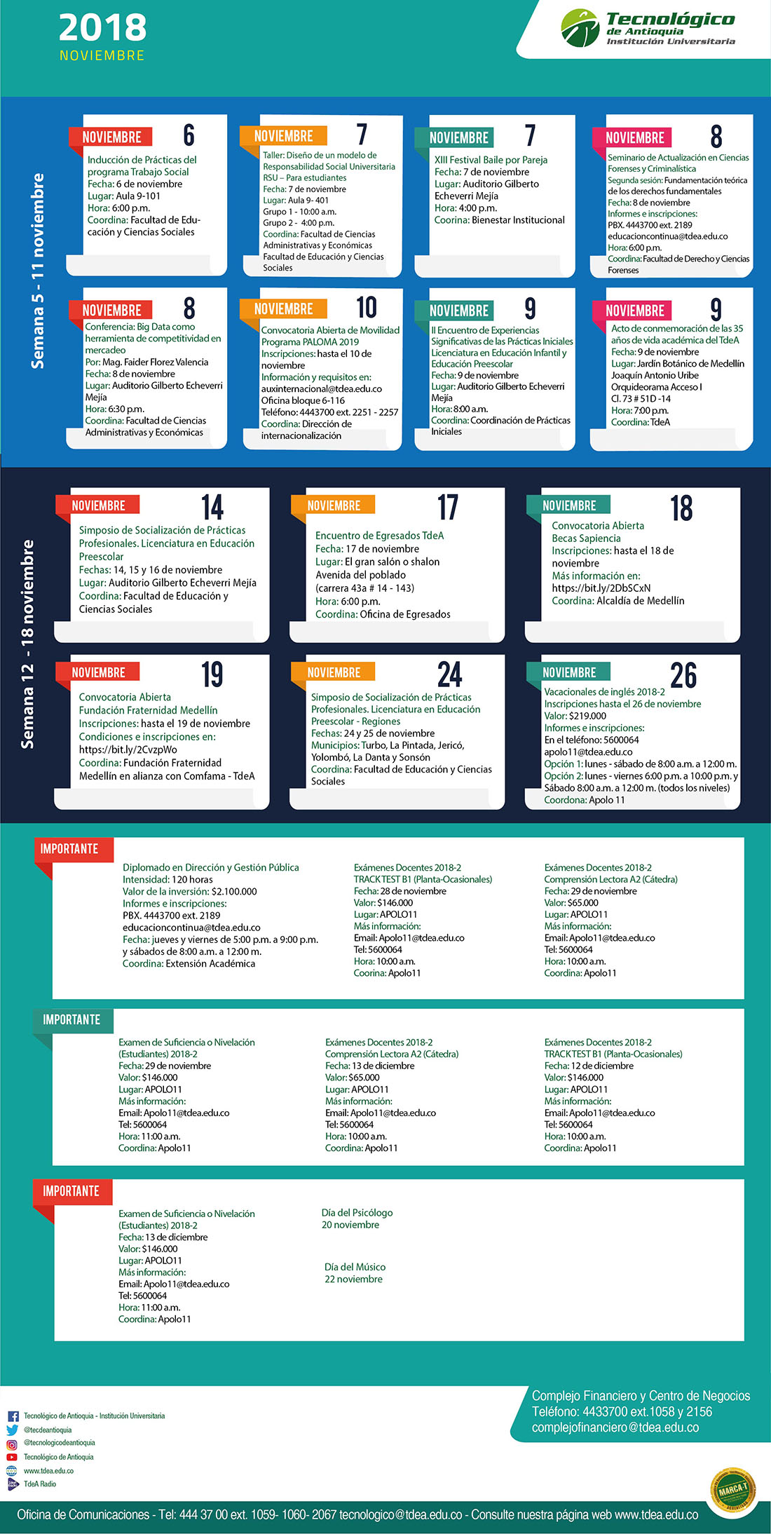 - AGENDA - Noviembre - 5 - 11 - 2018