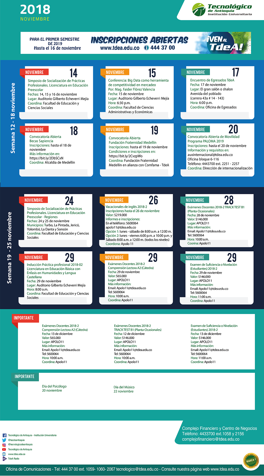 - AGENDA - Noviembre - 12 - 18 - 2018
