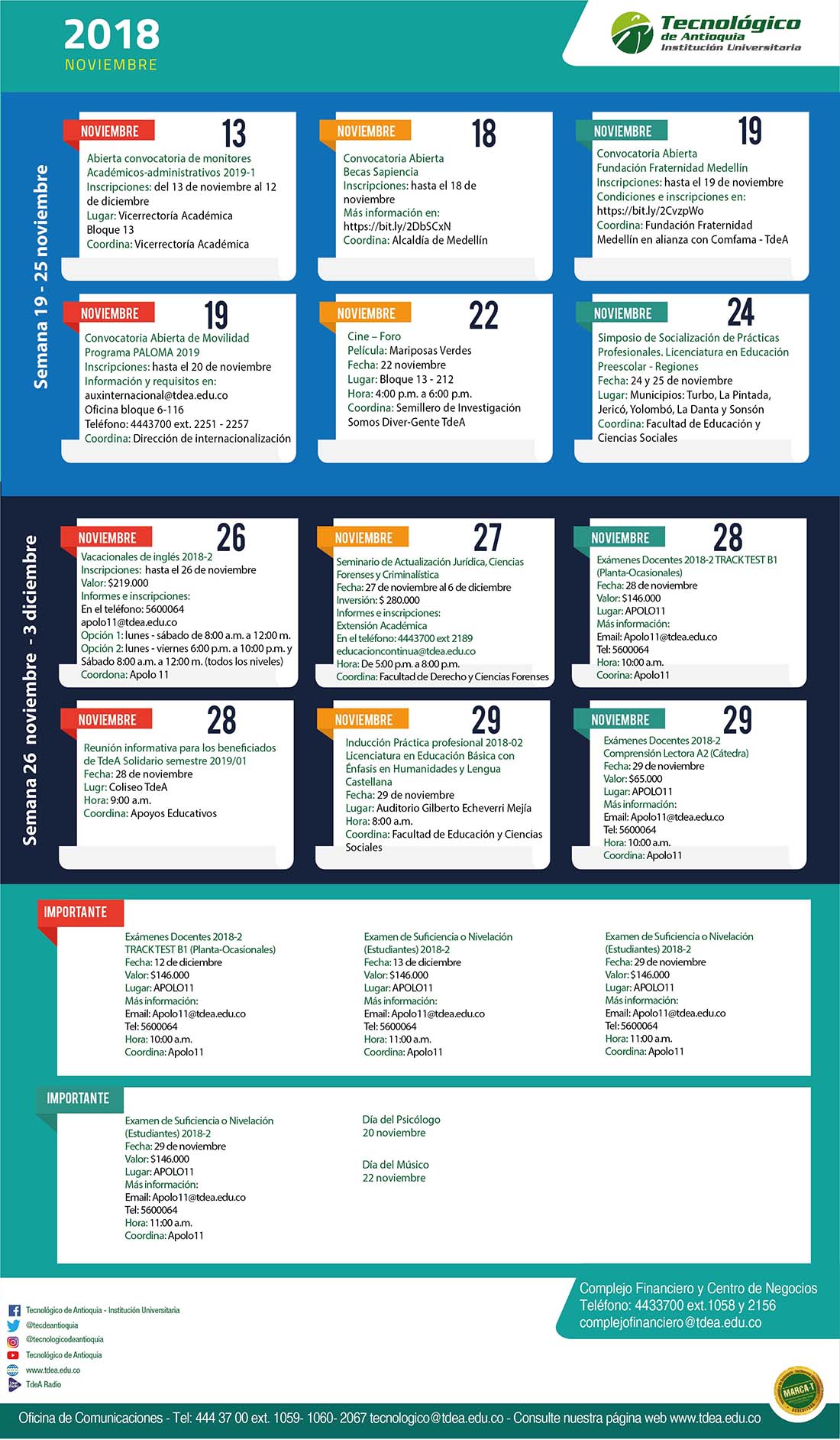 - AGENDA - Noviembre - 19 - 25 - 2018