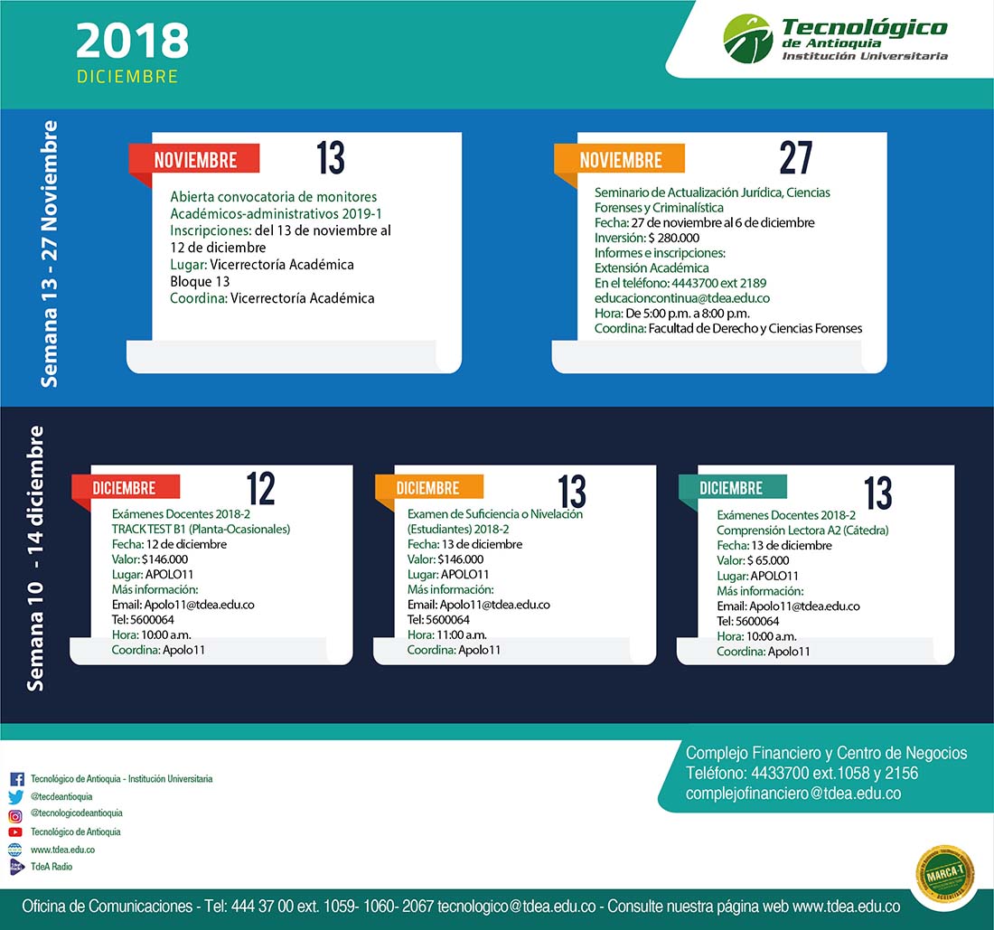 - AGENDA - Diciembre - 3 - 9 - 2018