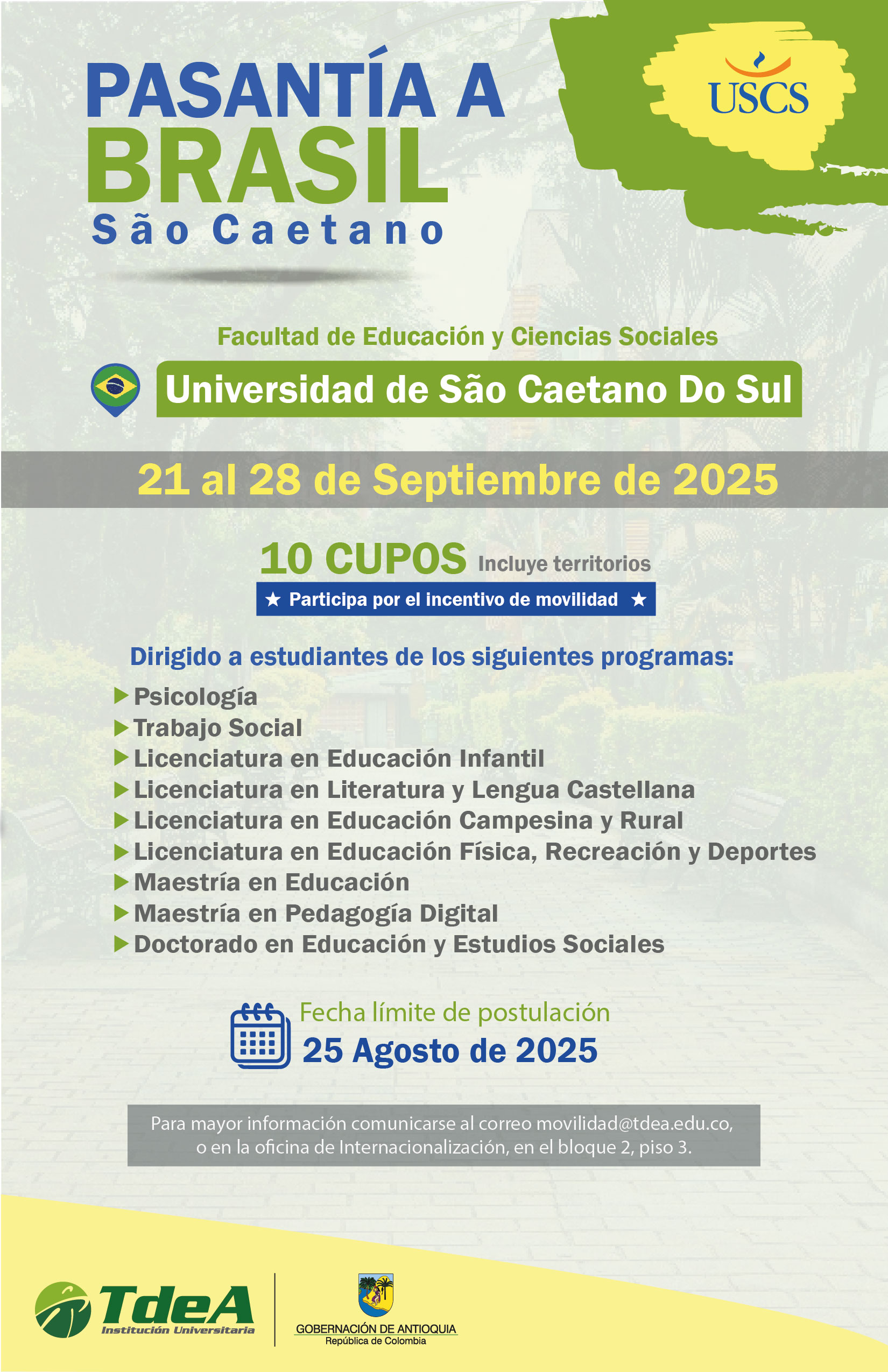 Pasantía a Brasil - USCS Facultad de Educación y Ciencias Sociales