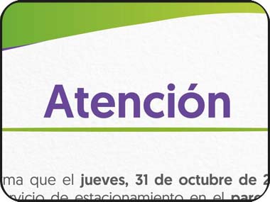 ¡Atención! Sobre servicio de estacionamiento el 31 de octubre