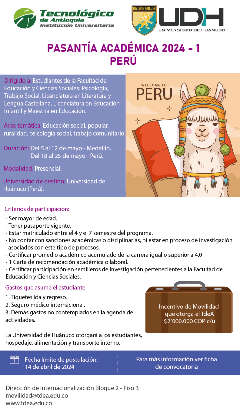 Pasantía académica Internacional – Universidad de Huánuco – Perú.