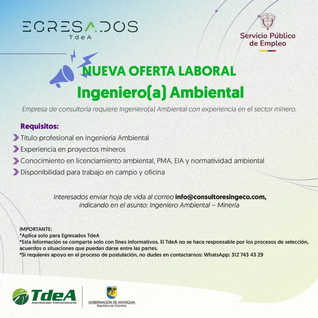 Oferta de empleo: Ingeniero(a) Ambiental