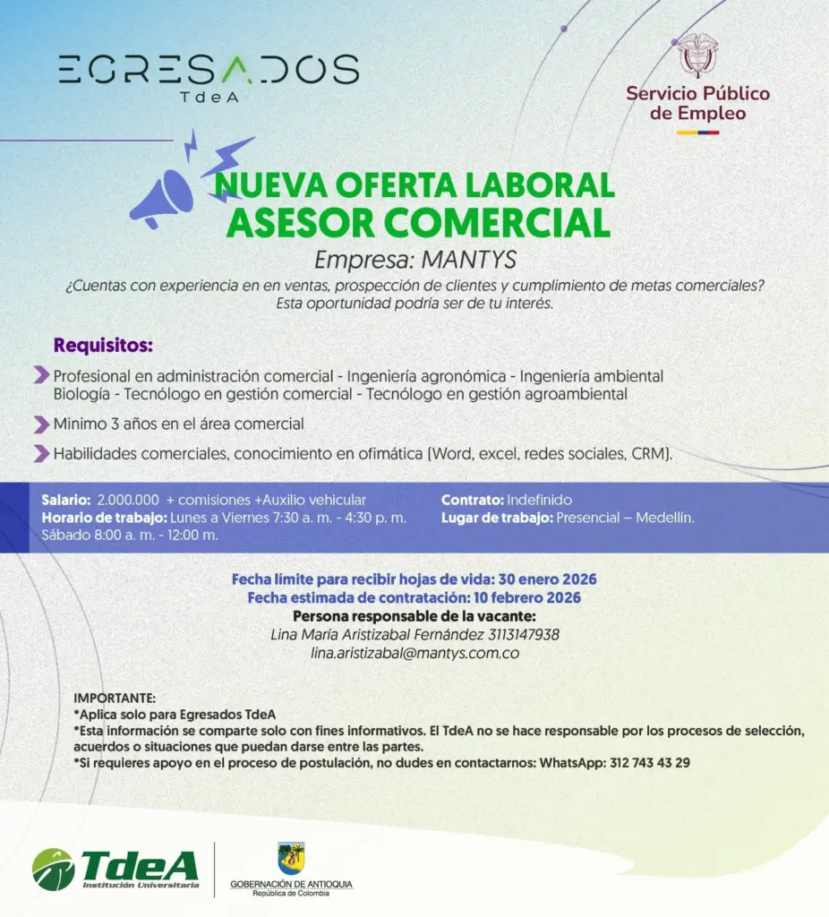 Oferta de empleo: Asesor Comercial