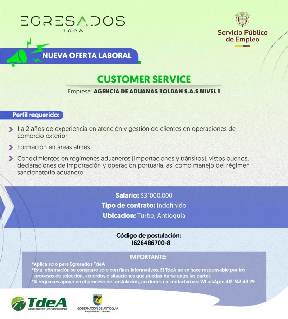 Oferta de empleo: Customer Service