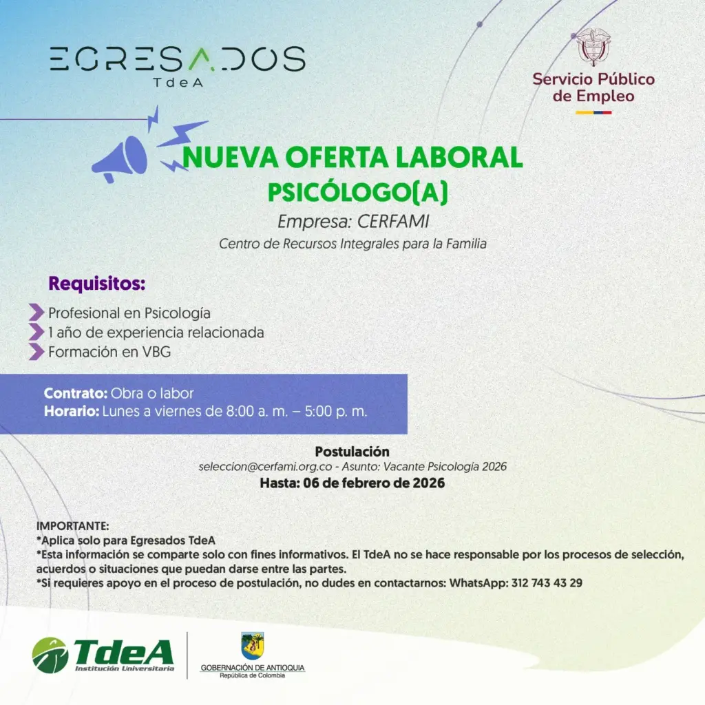 Oferta de empleo: Psicólogo(a)