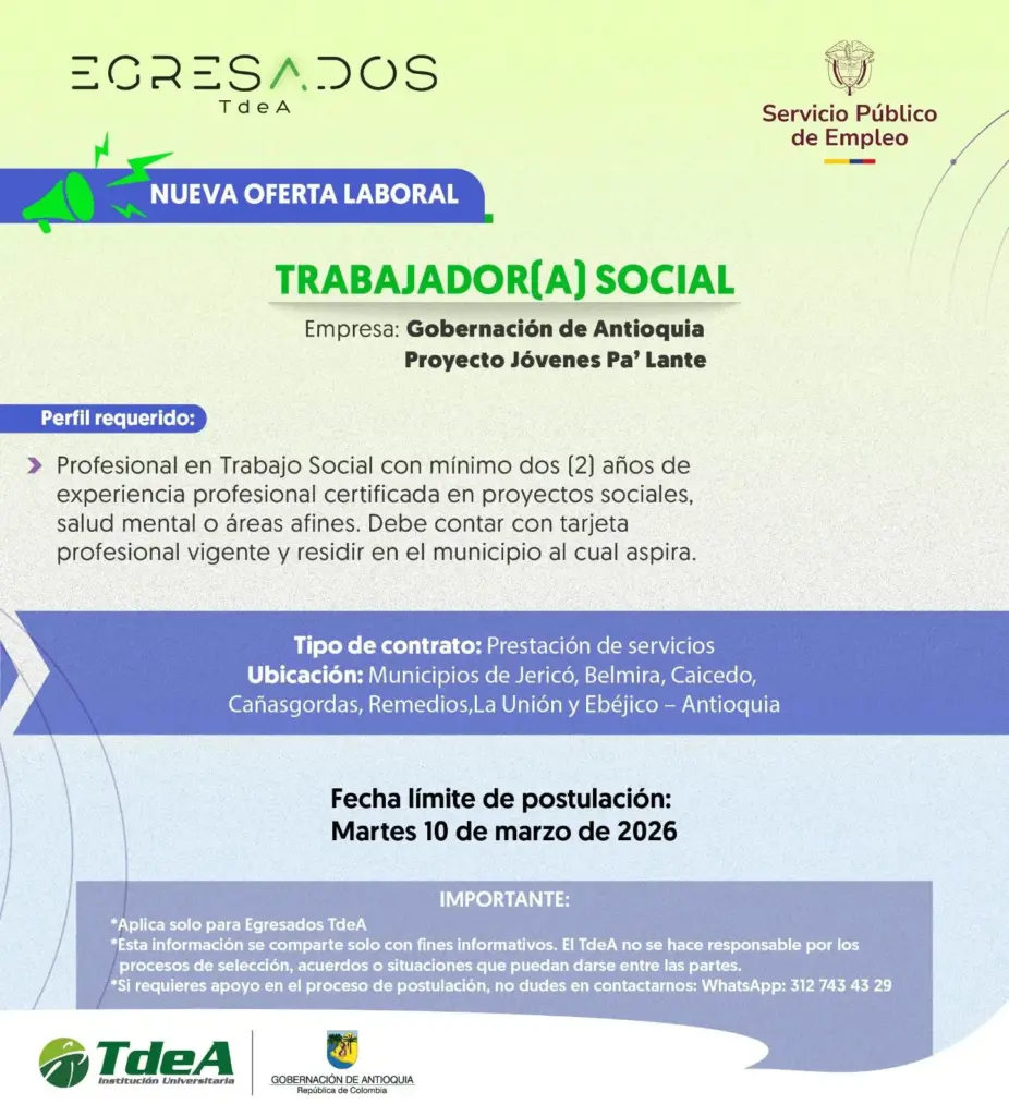 Oferta de empleo: Trabajador(a) Social