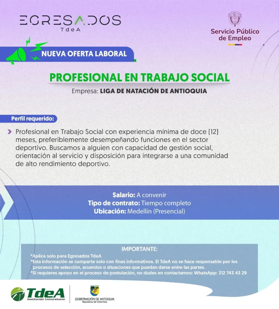 Oferta de empleo: Profesional en Trabajo Social