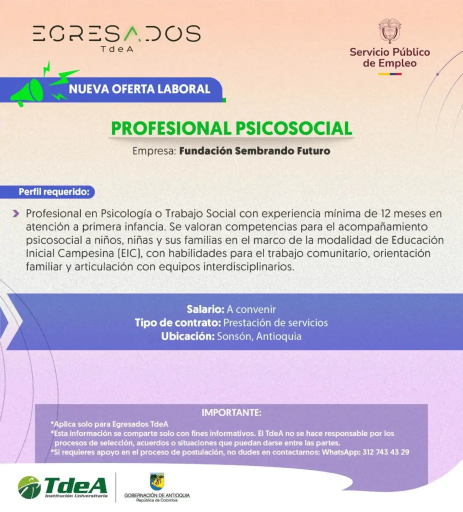 Oferta de empleo: Profesional Psicosocial