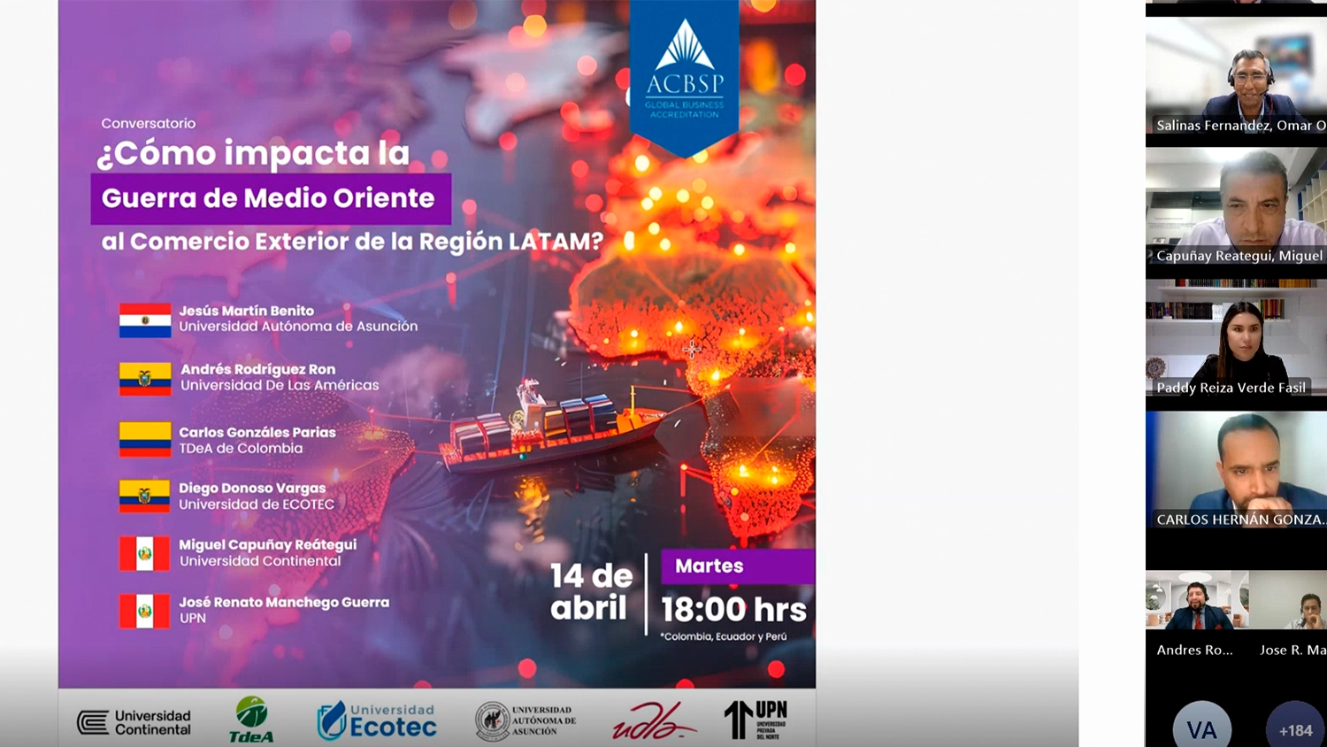 TdeA lideró conversatorio internacional sobre el impacto de la guerra de Medio Oriente en el comercio exterior de América Latina