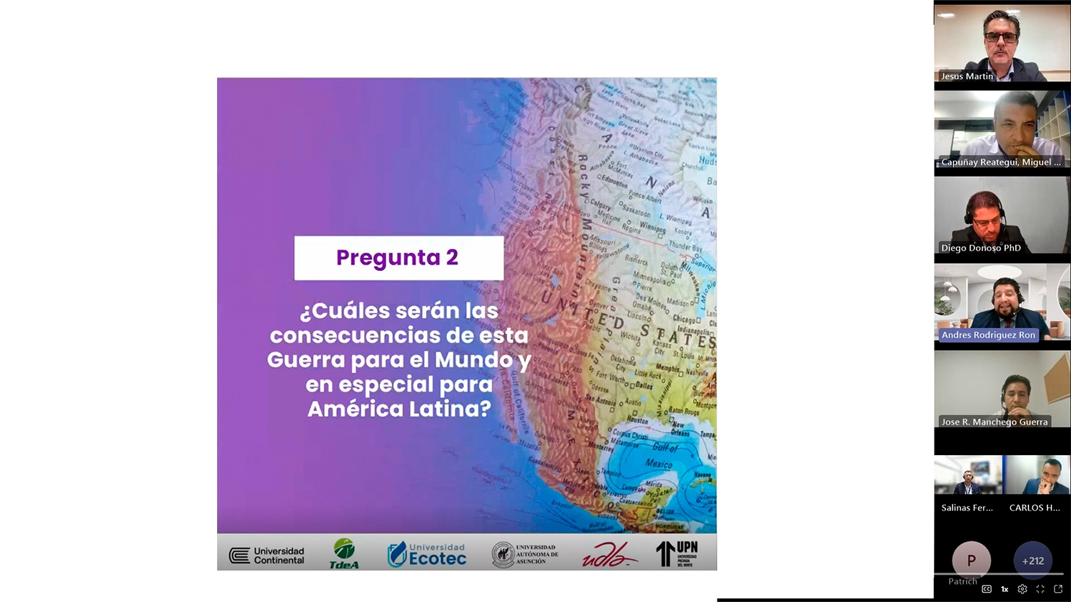 Diapositiva con la pregunta: ¿Cuáles serán las consecuencias de esta Guerra para el Mundo y en especial para América Latina?