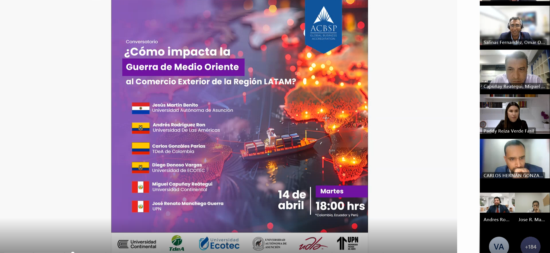 TdeA lideró conversatorio internacional sobre el impacto de la guerra de Medio Oriente en el comercio exterior de América Latina