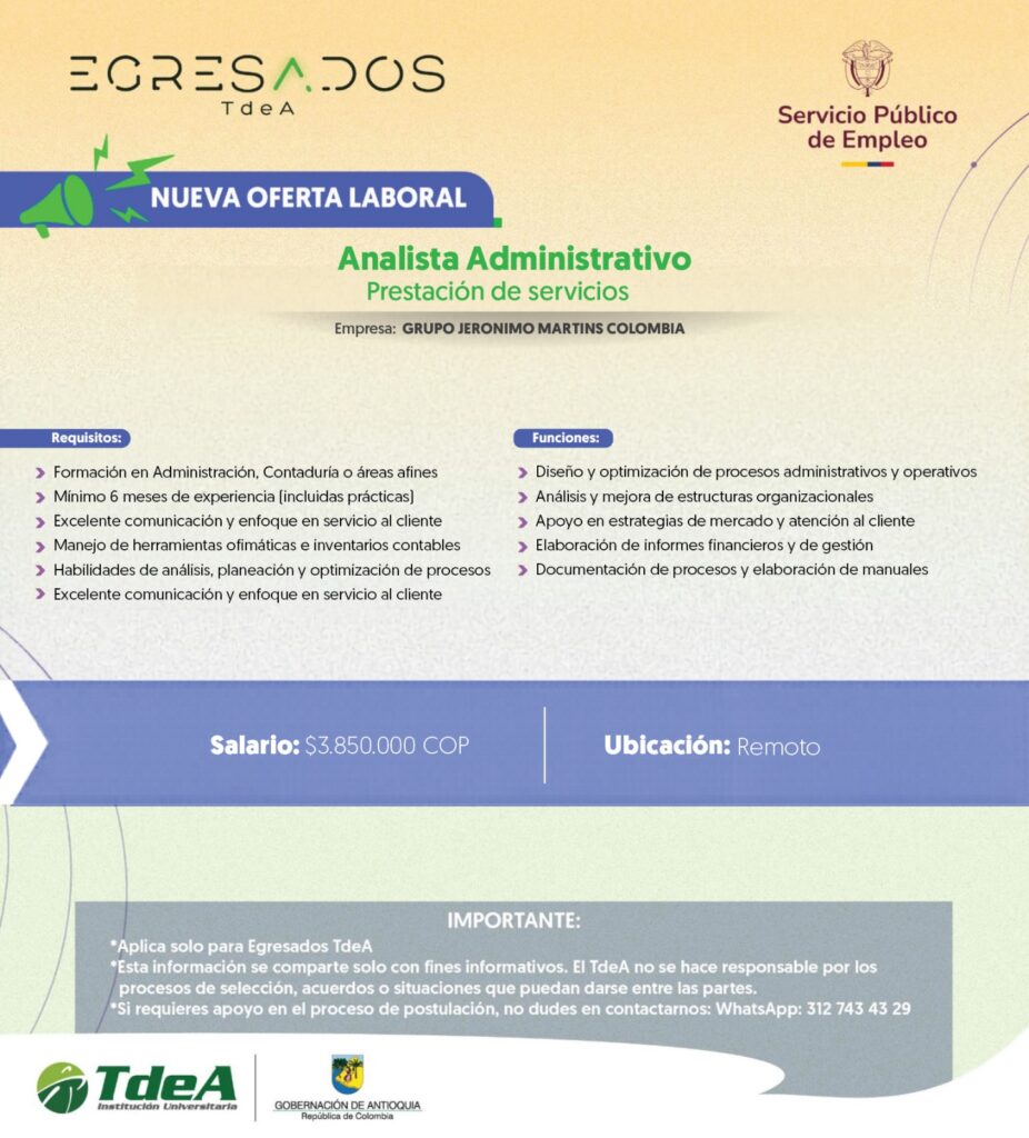 Oferta de empleo: Analista Administrativo