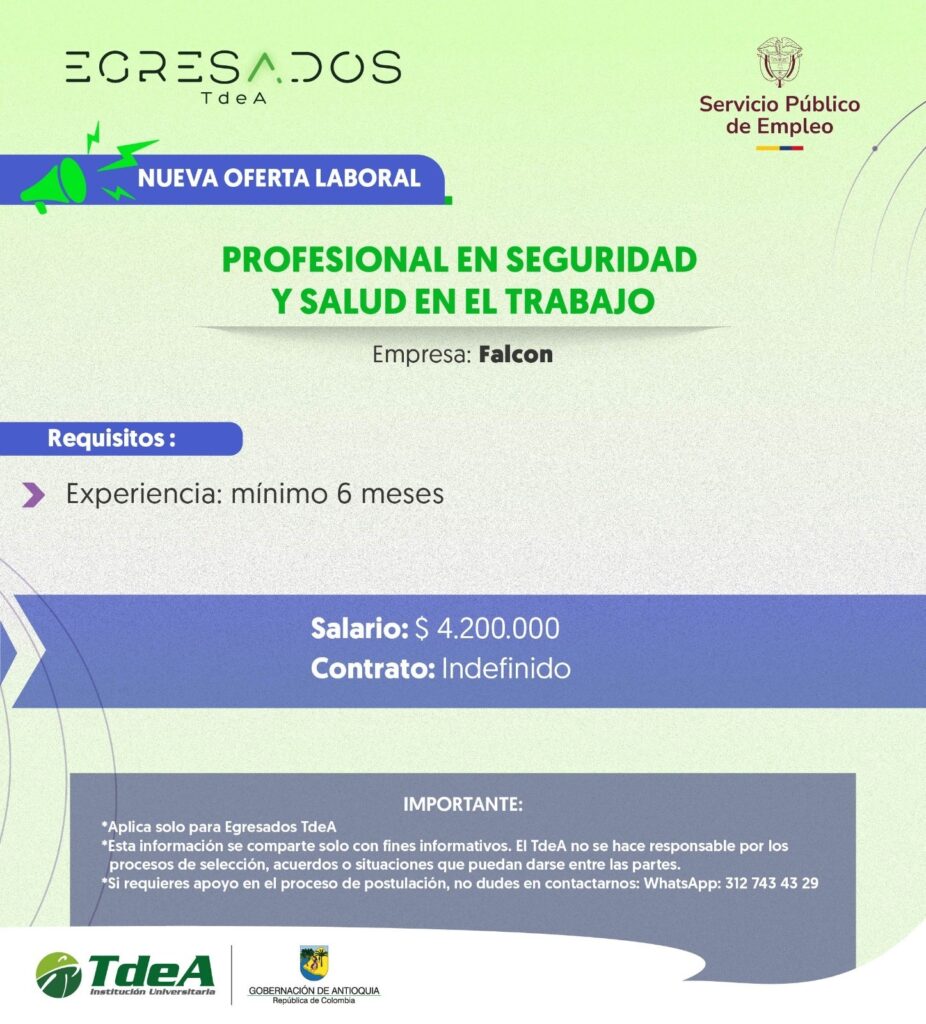 Oferta de empleo: Profesional en Seguridad y Salud en el Trabajo