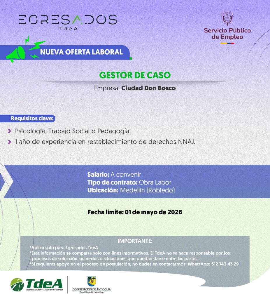 Oferta de empleo: Gestor de caso